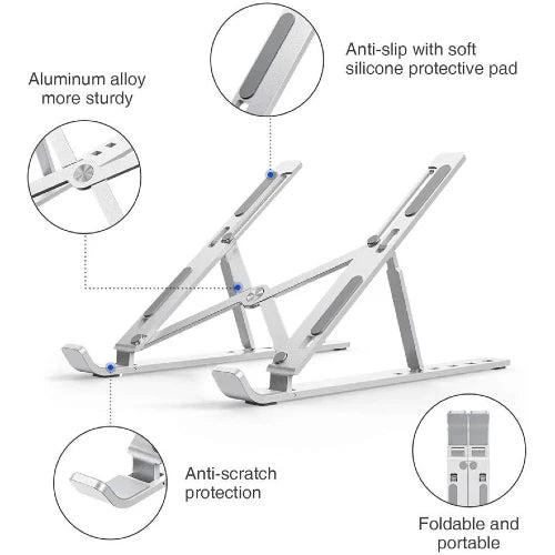 Foldable aluminum laptop stand