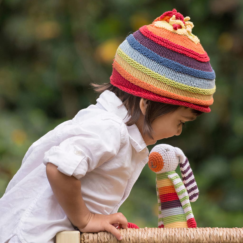 Rainbow Stripey Hat 6-12 months
