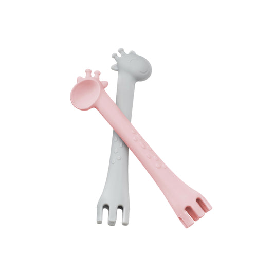 Soft Grey & Pink Fork & Spoon Set